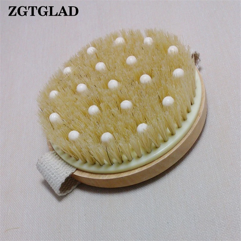 ZGTGLAD 1Pcs Round Shape No Handle Brushes Massage Body Brush Wooden