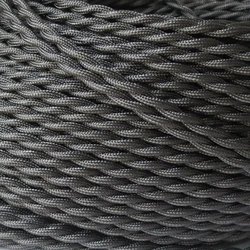 Vintage - Style 3 - Core Twisted Textile Cable - 3M (Shiny grey)