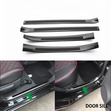 JY 4 PCS SUS304 Stainess Aço do Peitoril Da Porta Da Placa do Scuff Guarda tampa do Estilo Do Carro Guarnição Acessórios Para NISSAN NOTE E12 2016 em