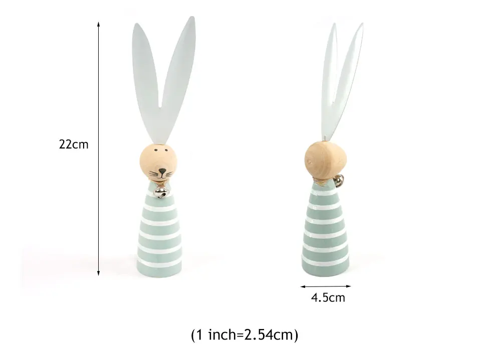 Декоративный Пасхальный кролик, 1 шт., дерево, голубой Пасхальный кролик, украшения из дерева, украшение для дома, Пасхальный кролик с металлическими ушами