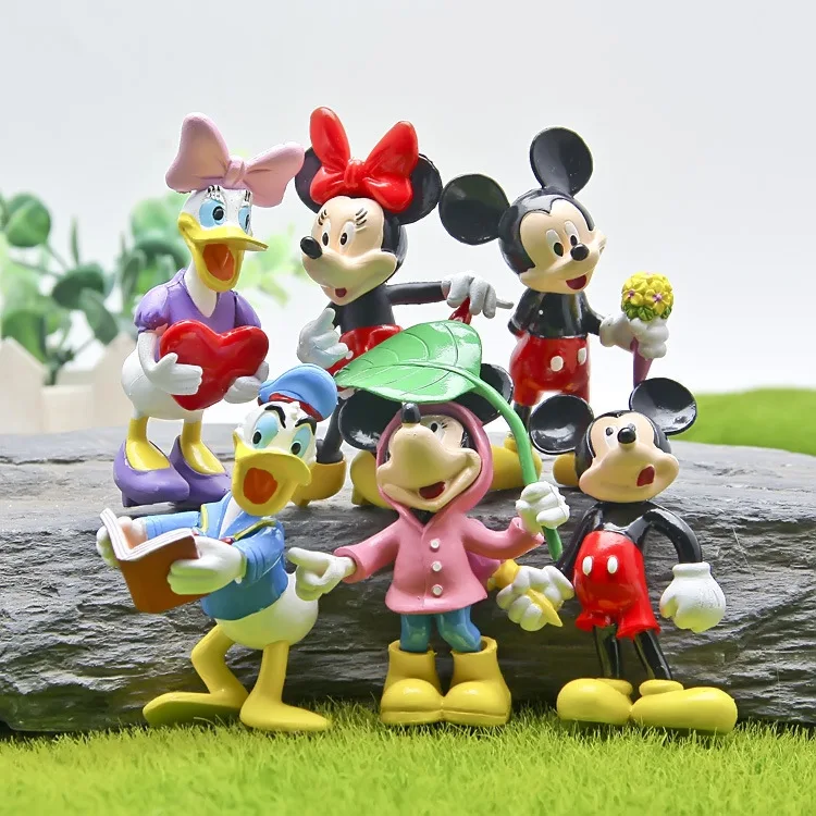 

6pcs cartoon Mickey Minnie Donald-duck resin craft fairy garden miniatures figurines Terrarium Jardin Decoration Home ornament