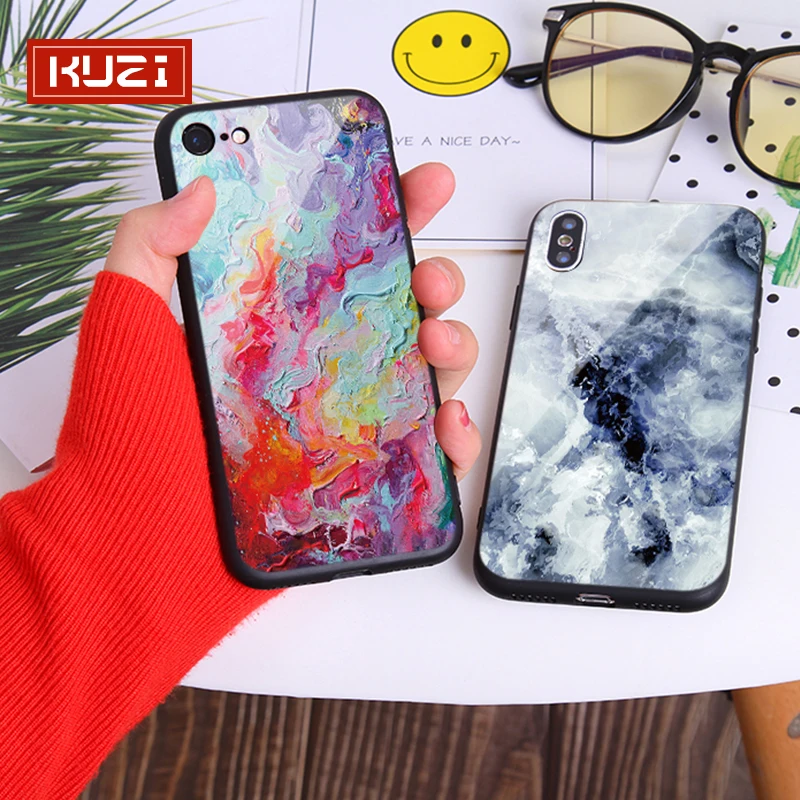 

KUZI Phone Bag Case Pattern For iphone 7 XS MAX Case Soft Cover For iphone 6 6S 7 8 Plus iphone X XR Half Wrapped Case