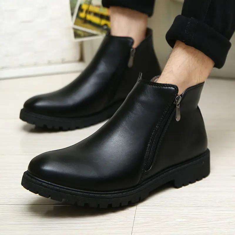 

LAISUMK Vintage Chelsea Boots Men Winter Keep Warm With Plush Men's Shoes Zipper 2018 New Fashion Slip On Men Shoes Ankle Boots