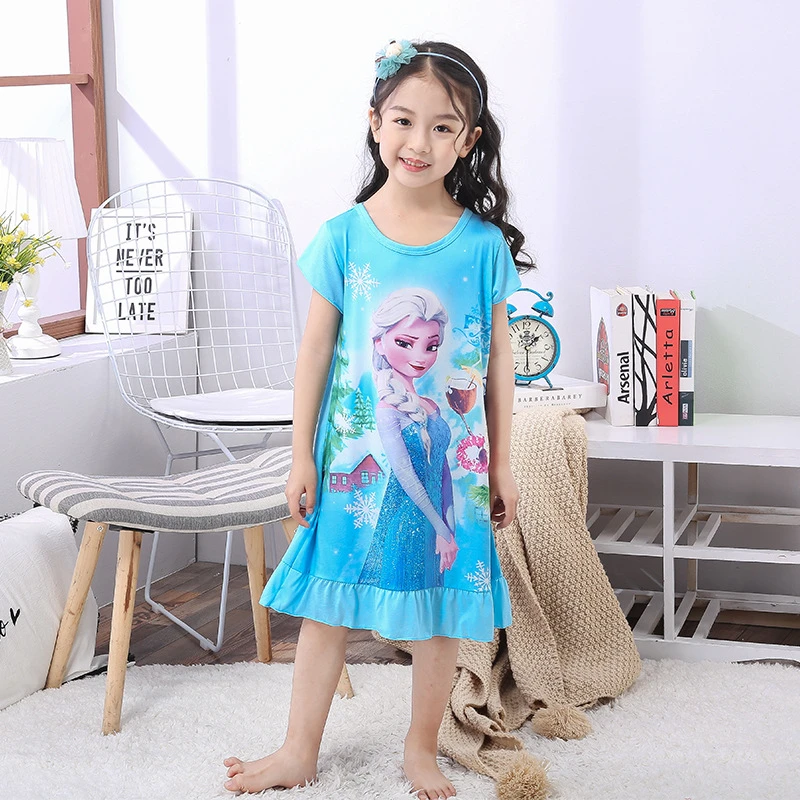 Disney Princesse Robe De Nuit D Ete Enfants Pyjama Enfants Maison Vetements Bebe Dessin Anime Gele Elsa Chemise De Nuit Fille Vetements De Nuit Robe Aliexpress