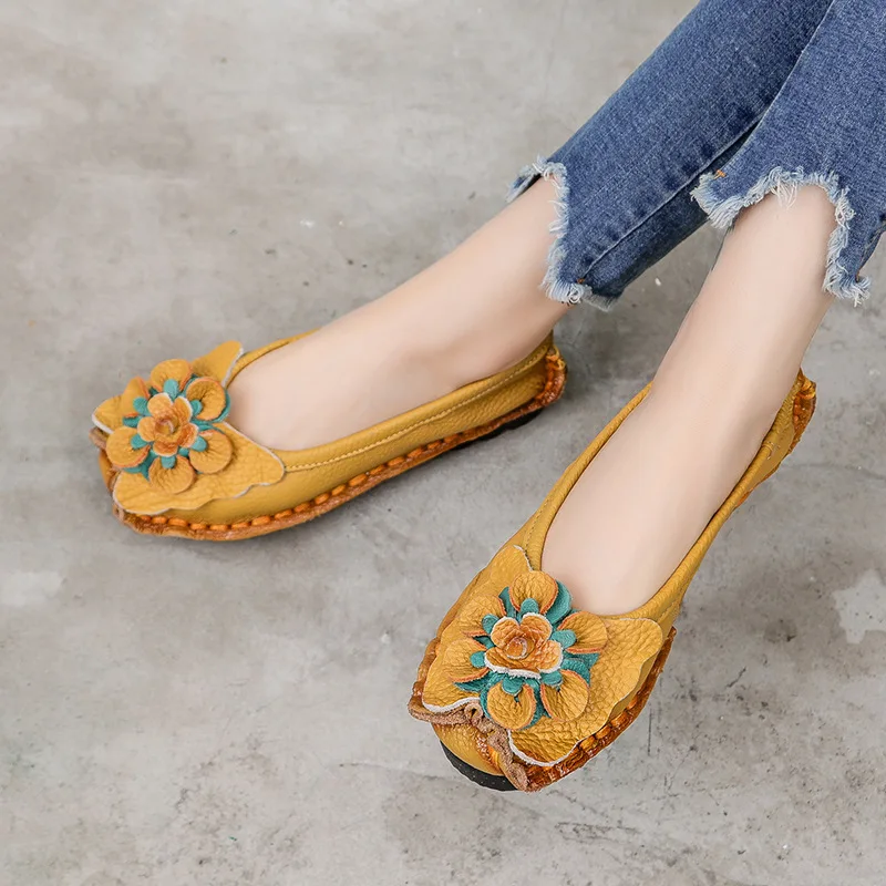 Women Flats with Flowers Ladies Loafers Slip On