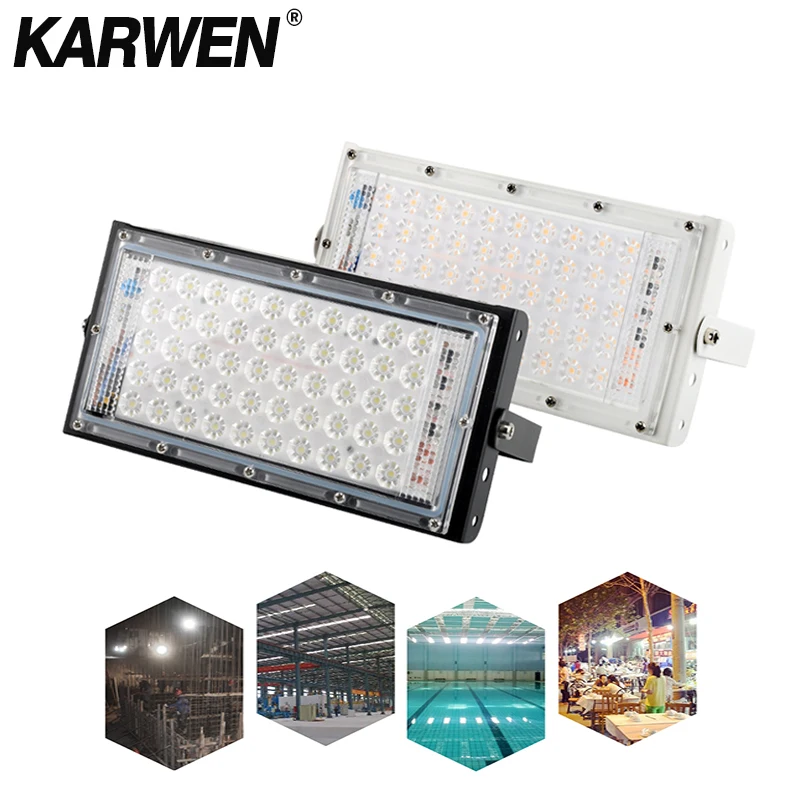 

LED Flood Light 50W 220V 240V Floodlight CHIP IP65 Waterproof Outdoor Wall Reflector Lighting Garden Square Spotlight Cold White