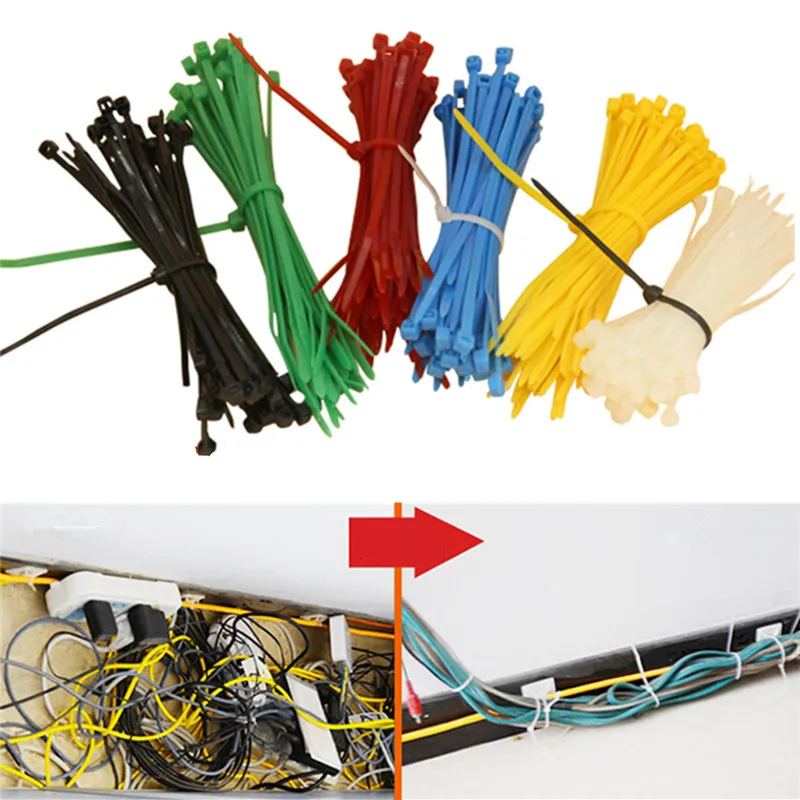 2.5x200mm 100pcs/set 2.5x200mm Nylon Plastic Cable Ties Zip Fasten Wire