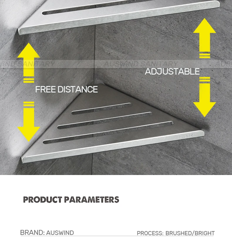 Угловая полка, однослойная 304 нержавеющая сталь, полка для ванной комнаты, настенные полки из нержавеющей стали для ванной комнаты