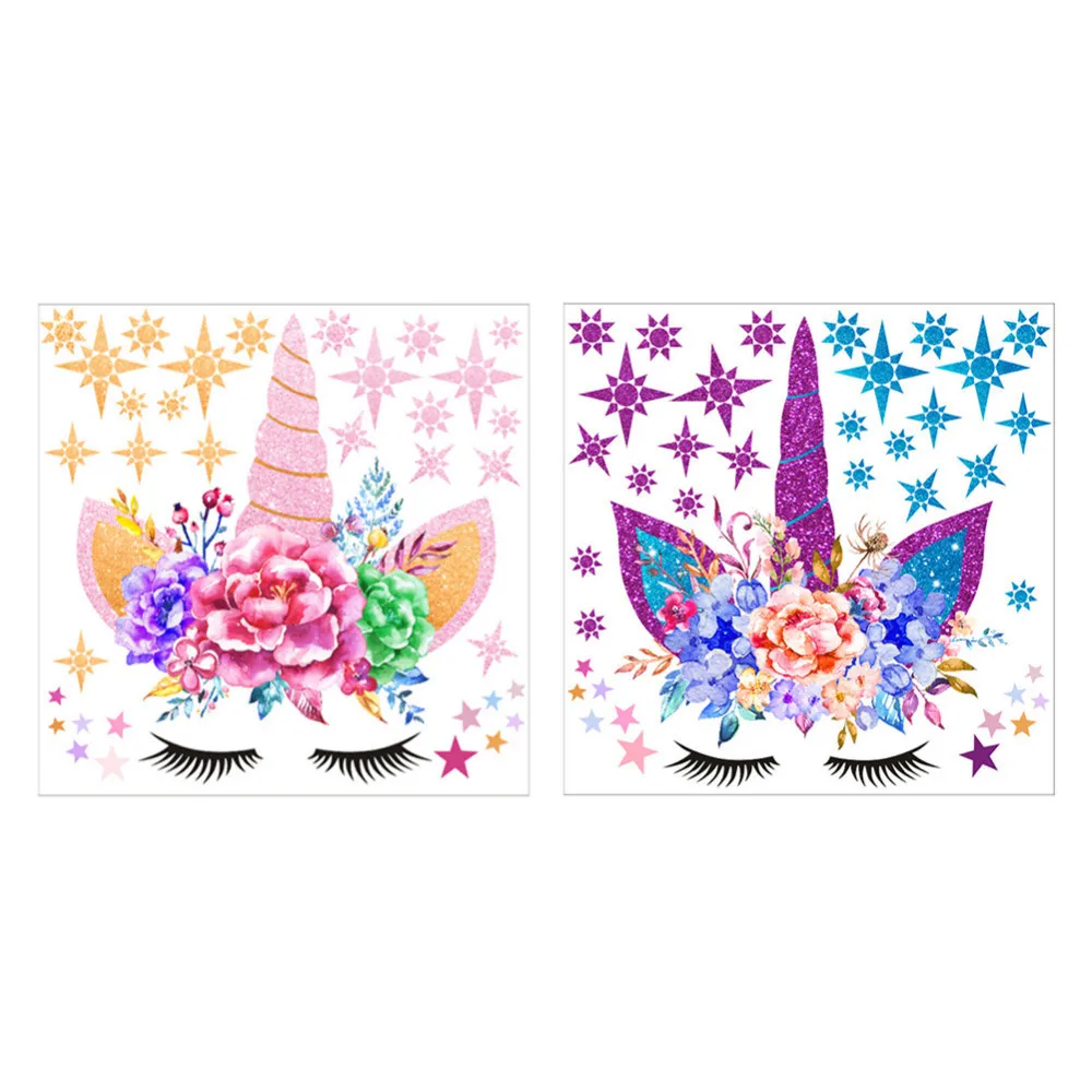 

Cartoon Rainbow Unicorns Flower Wall Stickers Stars Cute Flower Animals Vinyl Home Wall Decals Kids Girls Room DIY Decoration