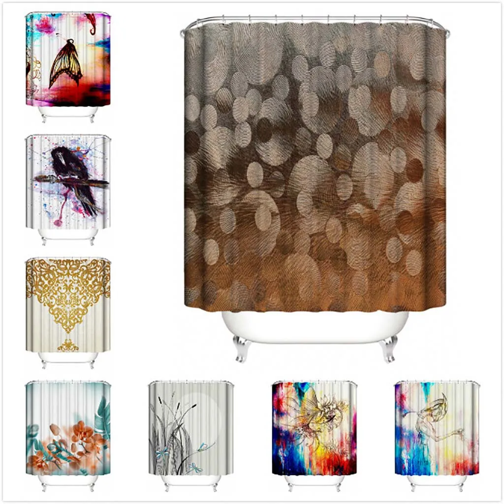 

Shower Curtain New Waterproof Shower Curtain With 12 Hooks 3d Printed Bathroom Polyester Painting Bathroom Decor Mildew proof