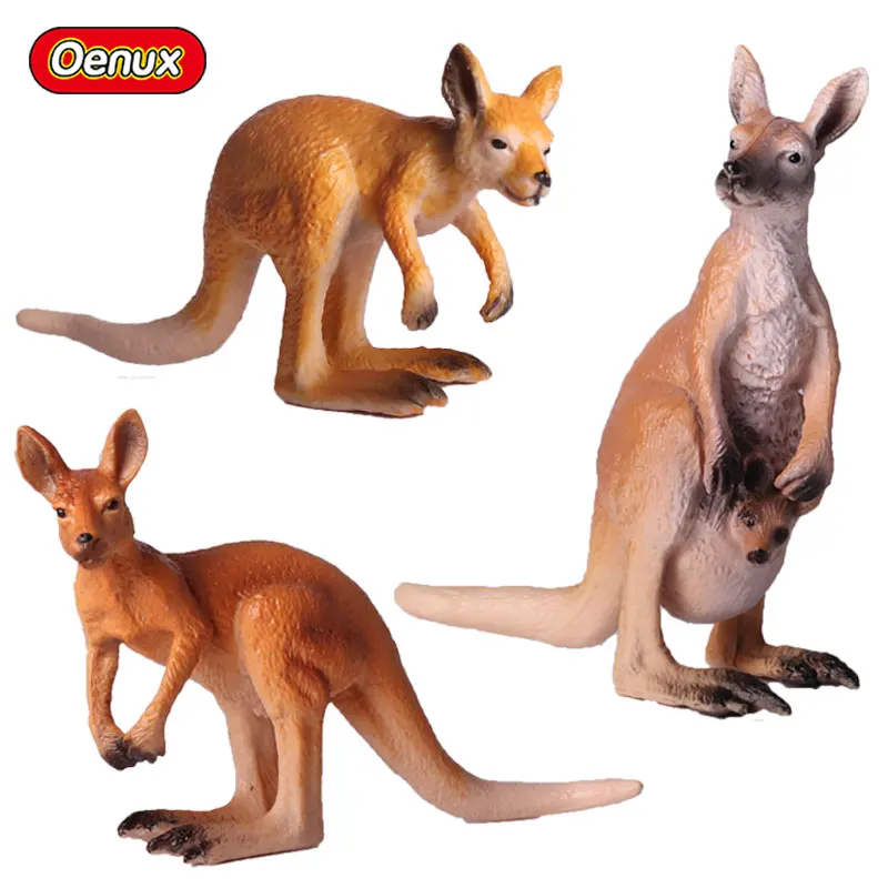 

Oenux 3pcs Australian Animal Kangaroo Simulation Kangaroo Family Model Action Figures PVC Figurines Collection Toy For Kids Gift