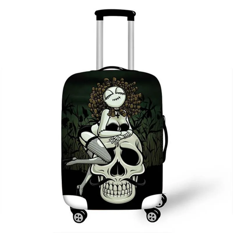 Skull Suitcase Cover Protector For 18-32 Inch Trolley Case Elastic Thick Travel Dust Cover Baggage Luggage Protective Cover - Цвет: V22