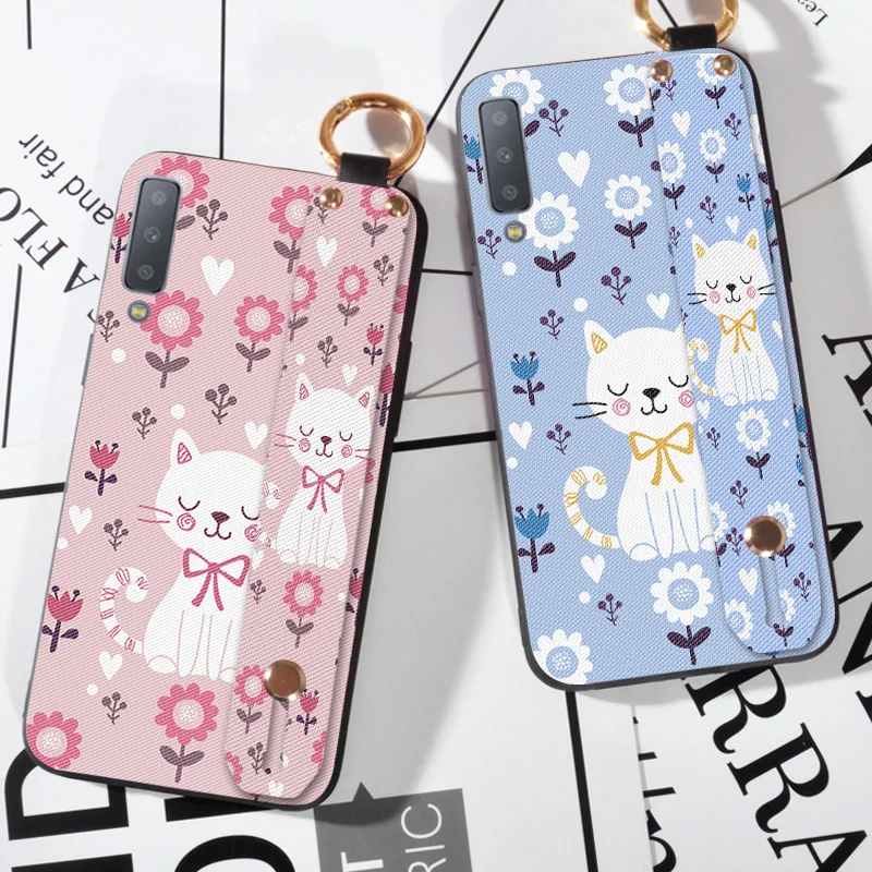 

Animal Wrist Strap Cases For Samsung Galaxy A5 A7 A8 2017 2018 Cat Holder Cover For Samsung Galaxy Mega 2 / 6.3 Case Coque