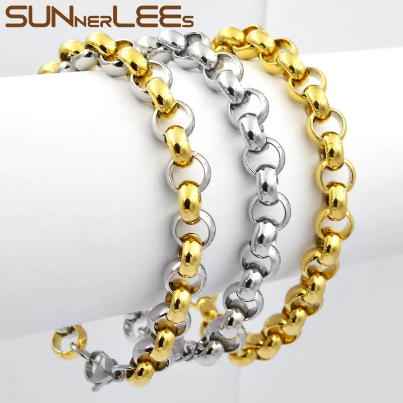 SUNNERLEES модные ювелирные изделия 3 мм ~ 9 новые мужские женские Rolo звенья цепи