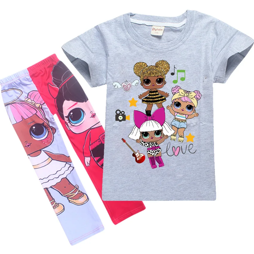 

2019 New Kids Pajamas Set Children Sleepwear Suit Lol Dolls for Girls Baby Girl Casual Cotton Nightwear Clothes Infant 4-12Year