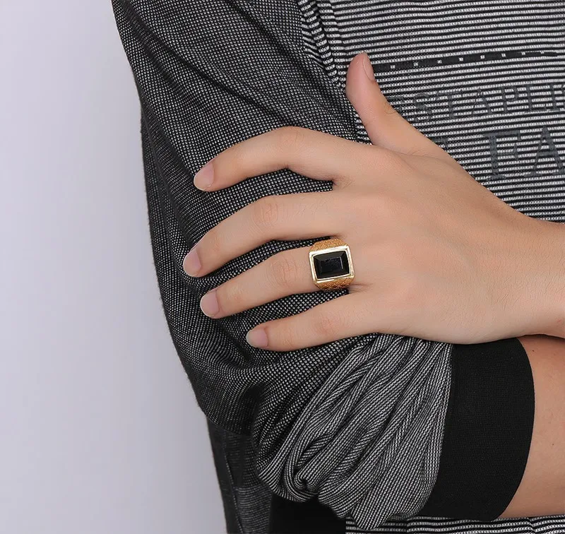 Retro Male Stainless Steel Ring Manhattan College Gold-Color School Veteran For Men gold color rings stainless steel ring finger ring gold color ring