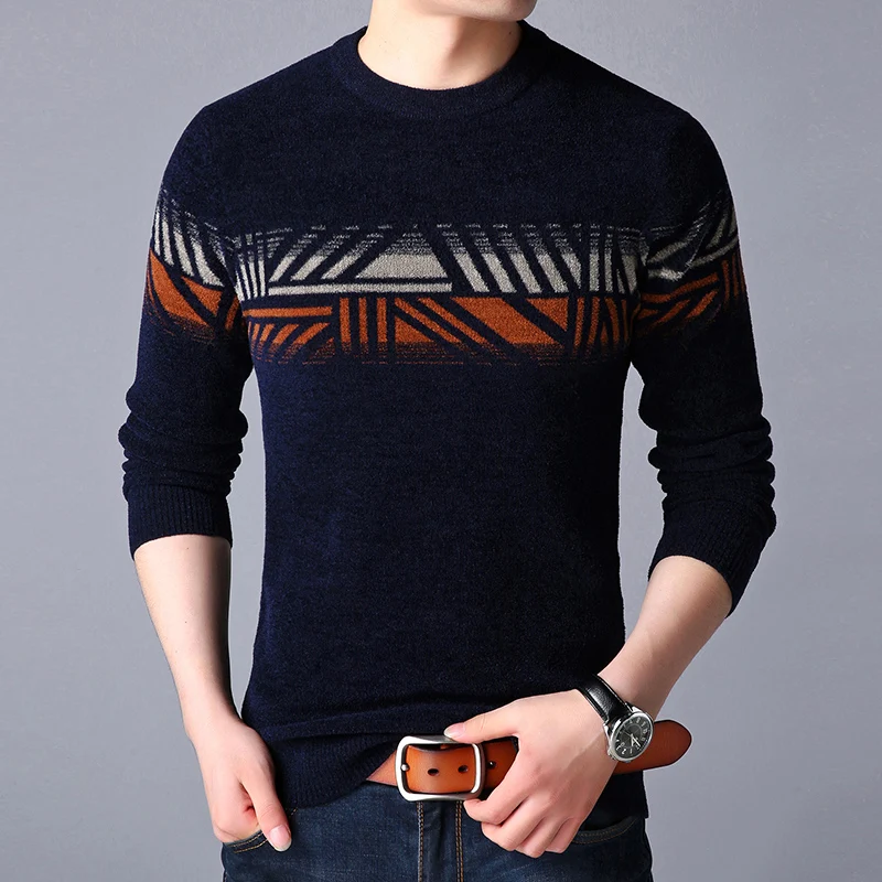 TS brand men's sweater solid color crew neck sweater thick