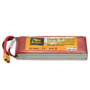 

Rechargeable Lipo Battery ZOP Power 11.1V 6000mAh 45C 3S Lipo Battery XT60 Plug