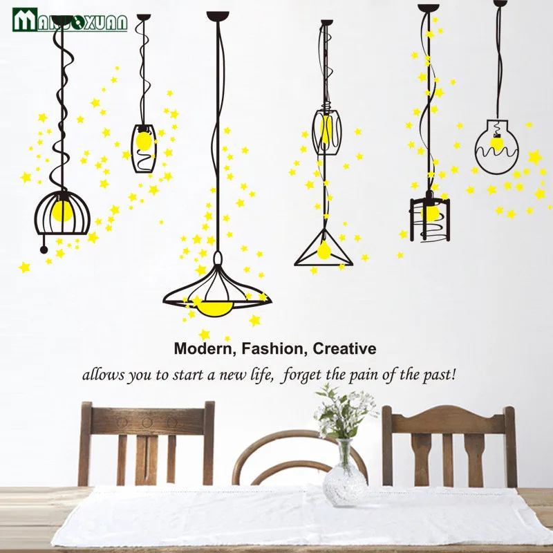 Best selling New Wall Stickers Yellow Star Little Home Chandeliers