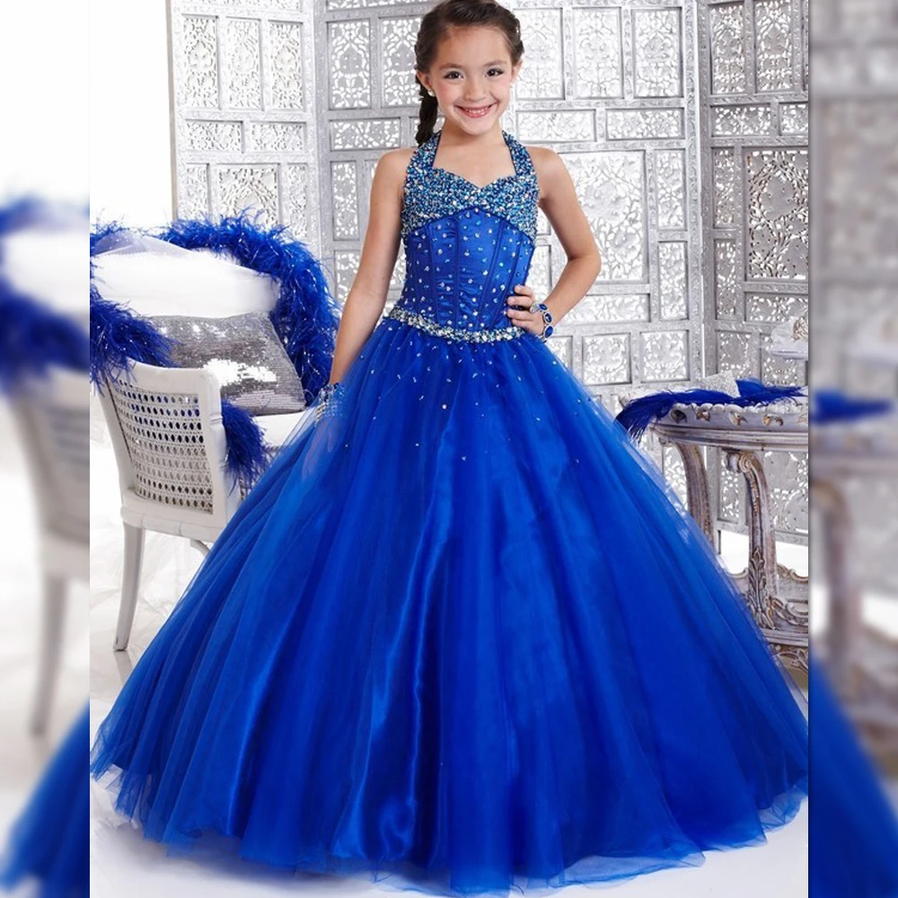 Pageant Robes Enfants Robe De Soirée Bleu Perlé Taille 12 14 Bleu Royal