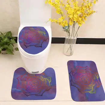 

3pcs/lot Bath Mats Mandala Indian Anti Slip Bathroom Mat Set Flannel Cushion Toilet Seat Cover Floor Rugs Bathroom Accessories
