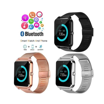 

Z60 Smart Watch Full Touch Screen Support Sim TF Card sleep monitor pedometer Blue Connectivity Smartwatch For Android IOS