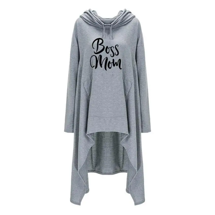 Irregular Hoodies For Women Boss Mom Letters Print Hoodies Sweatshirt Femmes Kawaii Women Hoody Female Cute Cotton Creative