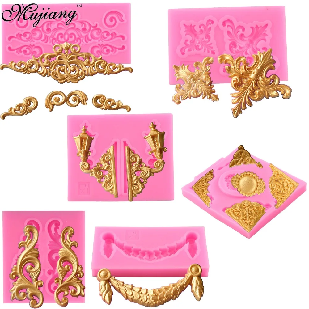 

Baroque Scrolls Cake Border Silicone Flower Vine Fondant Cake Decorating Tools Cupcake Chocolate Gum Paste Clay Candy Molds