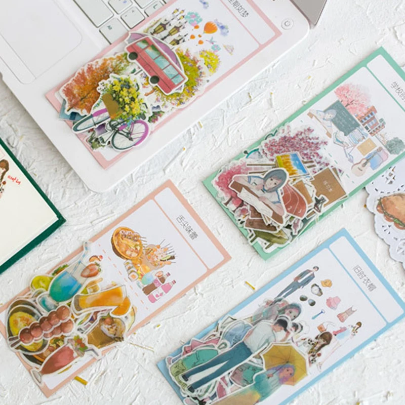 

60 pcs/Bag Plants campus figure paper sticker package DIY diary decoration sticker album scrapbooking
