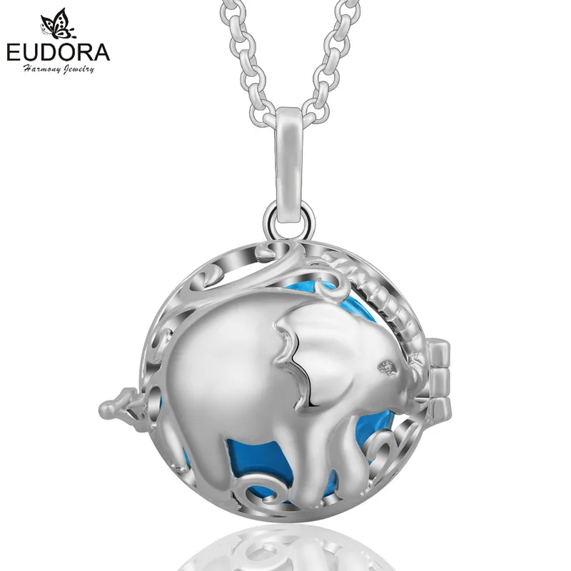 

Eudora 20mm Harmony Bola Elephant Aromatherapy Locket Cage With Angel Caller Colorful Chime ball Floating Pendant Women Jewelry
