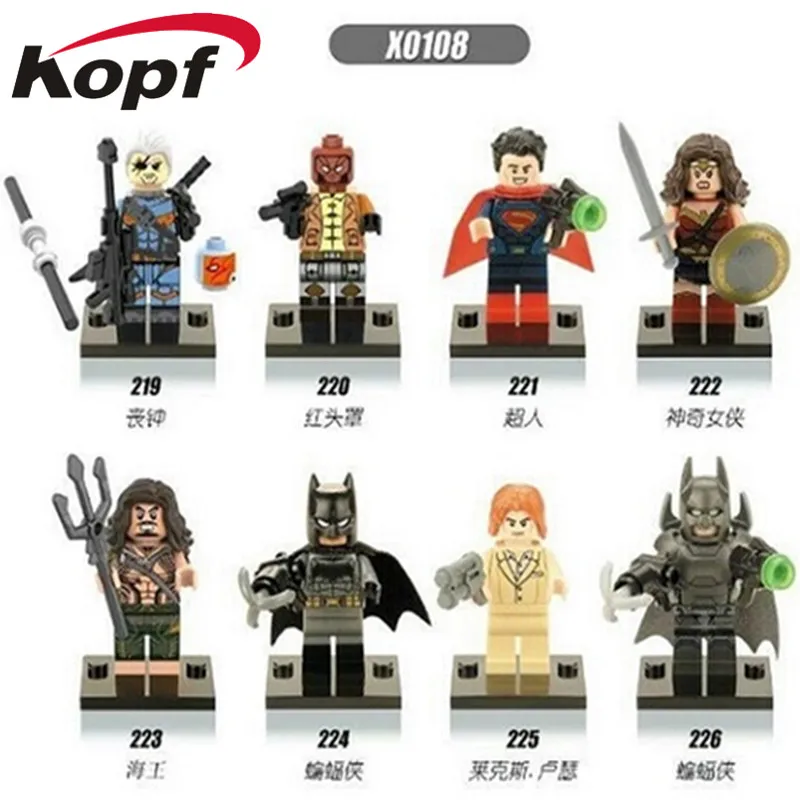 

Single Sale Super Heroes Deathstroke Red Hood Aqua Man Pirates Batman Wonder Woman Superman Building Blocks Children Toys X0108