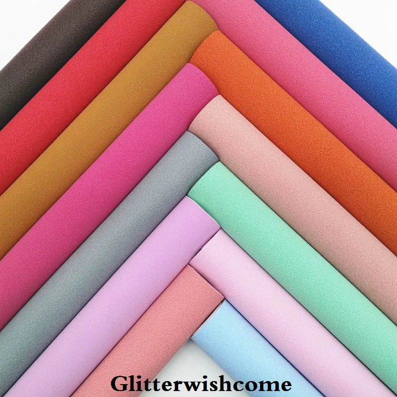 

Glitterwishcome 21X29CM A4 Size Vinyl For Bows Suede Leather Fabirc Faux Leather Sheets for Bows, GM096A