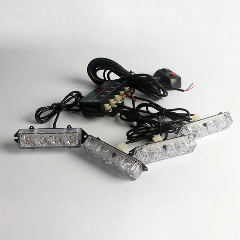 

1set 12v 4x4 led Motorcycle driving day light Car daytime drl strobe fog lamp Police warning flashing hazard signal light sets