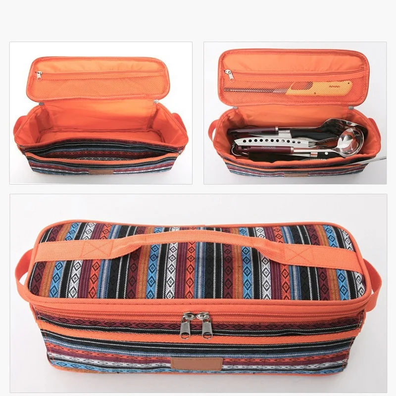 

Portable Picnic Cookware BBQ Tableware Kitchenware Storage Bag Box Outdoor Camping Lunch Cutlery Bag Handbag Kitchen Accessories