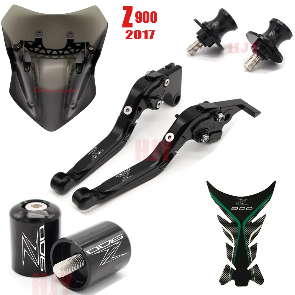 

Motorcycle Accessories Brake Clutch Levers+Sticker+Windshield+swing arm Bracket screws+Hand plugging For Kawasaki Z900 2017