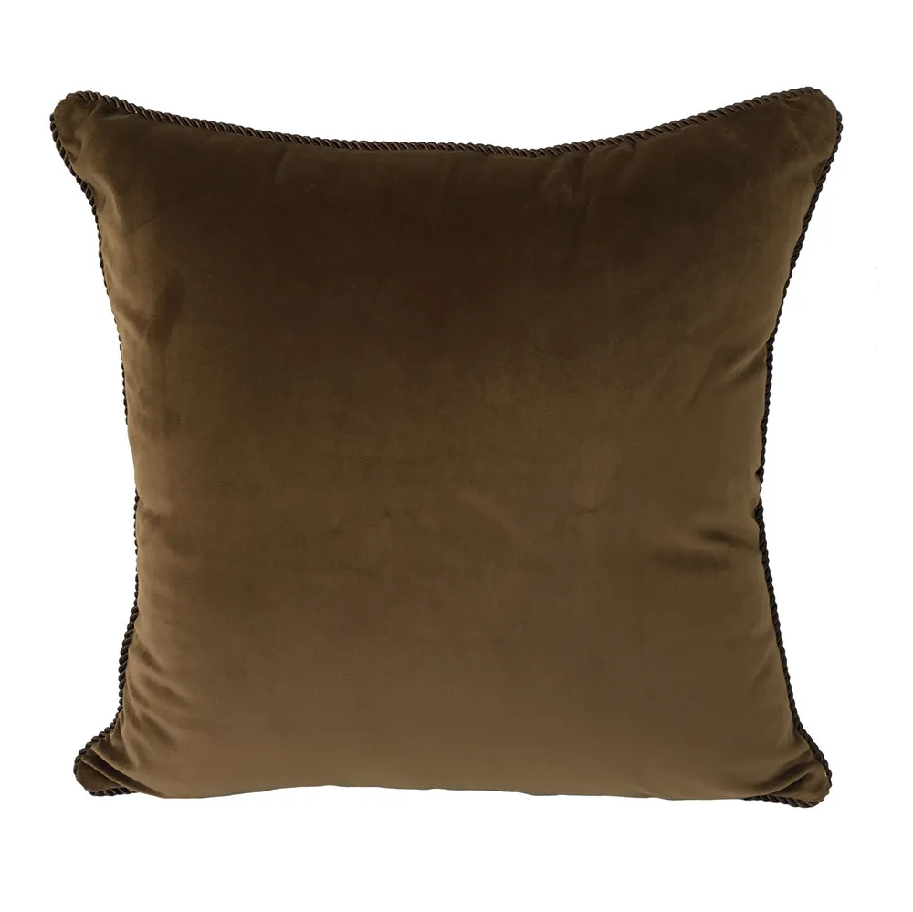Buy Solid Chocolate Dull Velvet Cushion Cover Rope