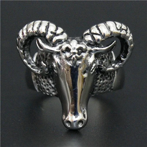 Size 814 Polishing Goat Head Ring 316L Stainless Steel Band Party Mens