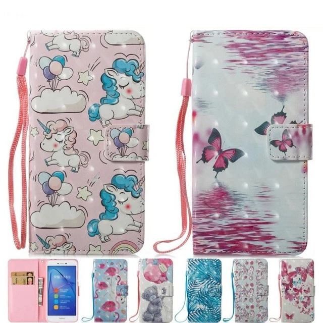 

Flip PU Leather Case For Huawei P10Lite P8 Lite 2017 Y5 Y6 2017 P8Lite 2017 Case Flip Leather Coque Pony Flamingo Bear Cover Bag