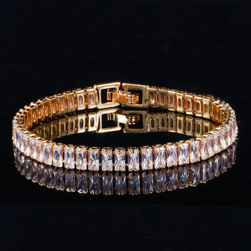 

Bilincolor fashion gold crystal cubic zircon wedding bracelet for women
