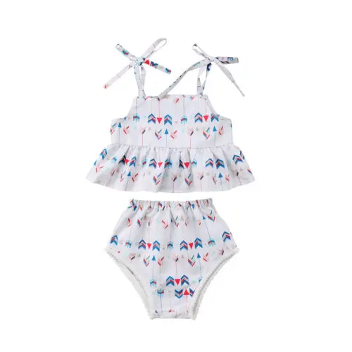 2018 Summer Newborn Infant Baby Girls Arrow Tops Dress Shorts Panties Clothes Outfits Cute Sweet Princess