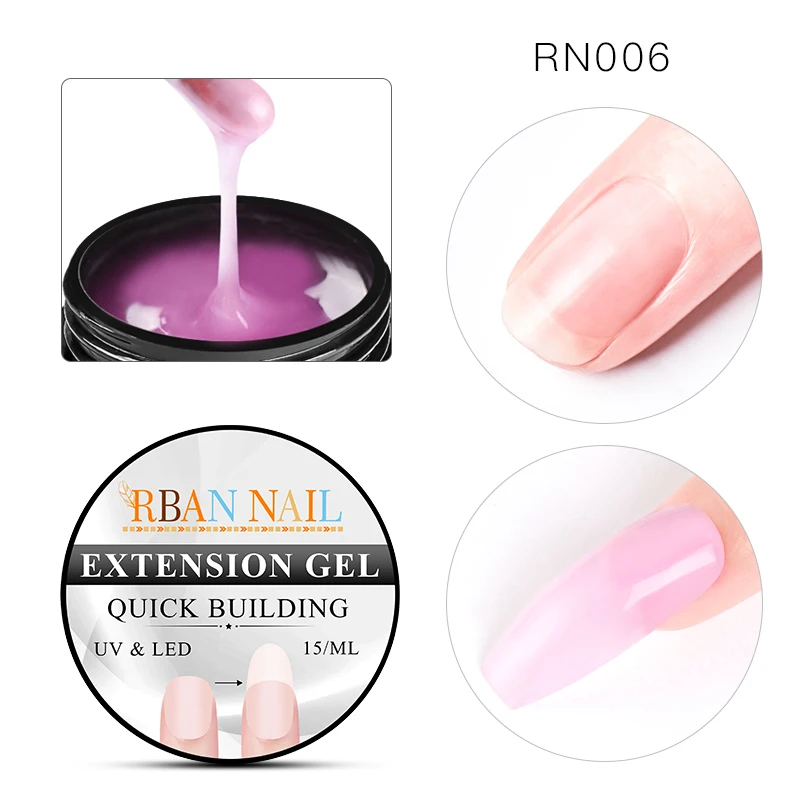RBAN NAIL 15 мл набор гелей для наращивания ногтей акриловый полигелевый гель для ногтей розовый белый металл с прозрачными кристаллами УФ светодиодный строительный гель для ногтей светодиодный маникюр - Цвет: EES03010