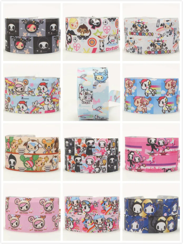 Скидка 50% " и 7/8" Прекрасный Tokidoki мультфильм печатных Grosgrain ленты 5/10/20 метров/печать случайном порядке доставки