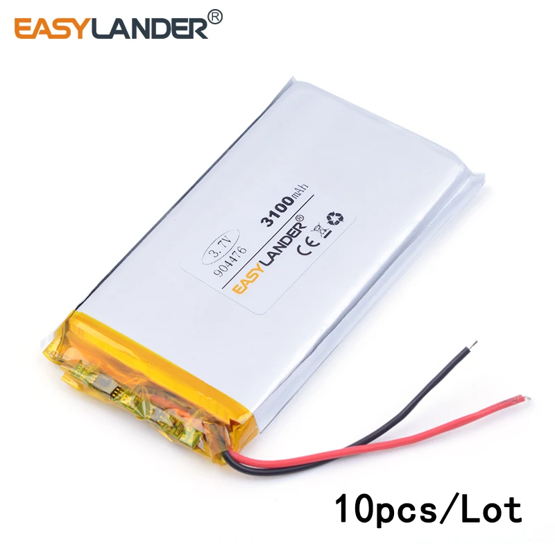 10 قطعة/الوحدة 904476 3100 mah 3.7 v ليثيوم أيون بوليمر بطارية قابلة للشحن الجيب PC المحمول امدادات الطاقة اللوحي الطاقة المحمول