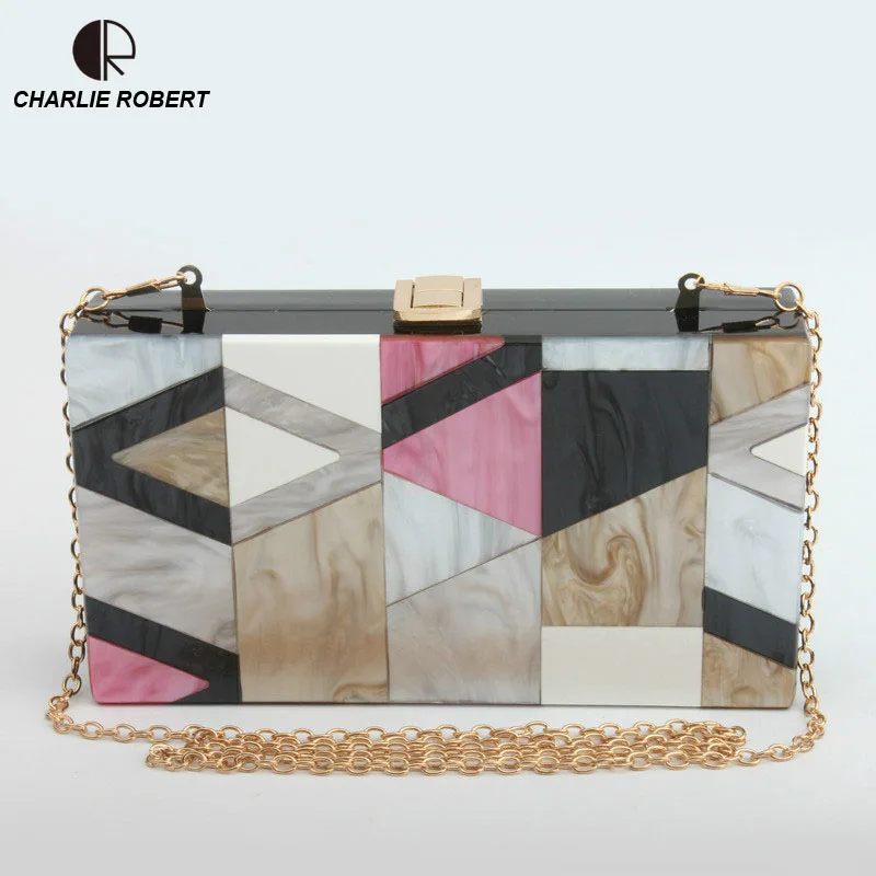 

2019 New Arrive Fashion Women Handbags Metal Patchwork Shinning Shoulder Bags Ladies Print Day Clutch Wedding Party Evening Bags