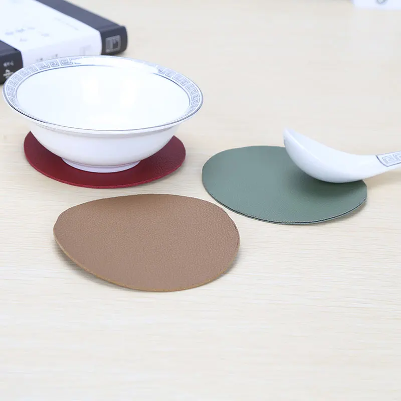 

5 Piece Simple Insulation Pad PU leather Antiskid Mat Cup Table Mat Bowl Tea Cup Pads Mat Drink Coaster Placemat