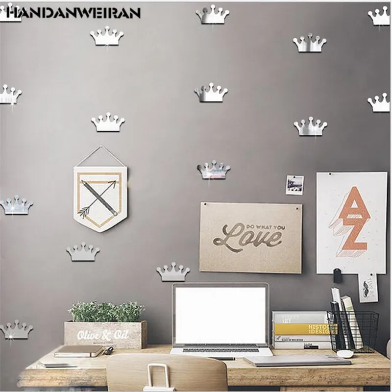 

15PCS DIY 3D Mirror Wall Stickers For Kidroom Creative Nordic Geometry Crown home Decoration Acrylic Wall Stickers On The Wall