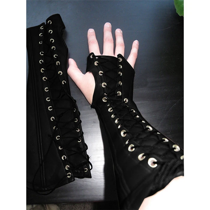 Высококачественные средневековые новые кожаные полиуретановые перчатки в стиле ретро 2019 пневматические перчатки с завязками для глаз