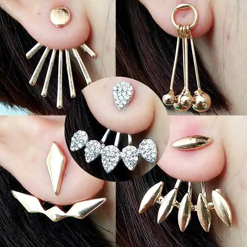 

Exaggeration Noble Crystal Drop Earrings for Women Fashion Jewelry Double Sided Gold Silver Earrings Gift for Party Best Friend