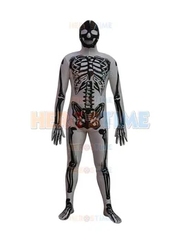 

New Skeleton Superhero Costume hot sale Spandex mens Skeleton costume fullbody halloween cosplay zentai suit free shipping