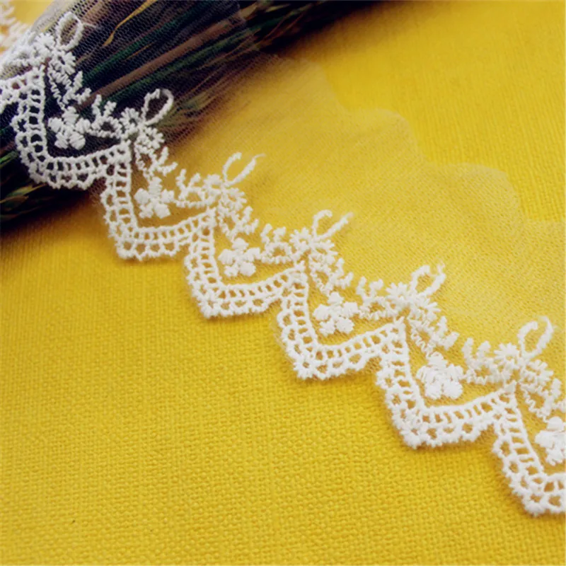 

20 yard 6cm 2.36" wide ivory gauze mesh tulle cotton embroidered tapes lace trim ribbon fabric 1018274QL4K53